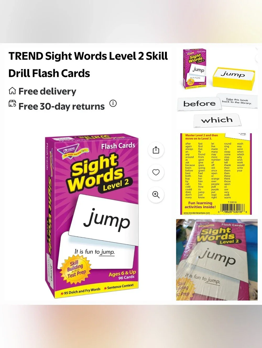 Trend Sight Word Cards